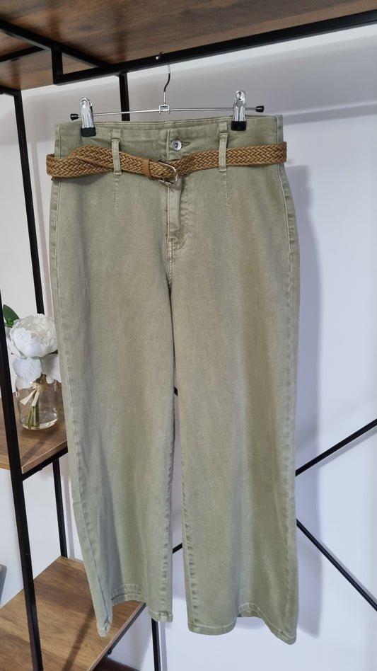 Billie Flare Cropped Jeans Khaki