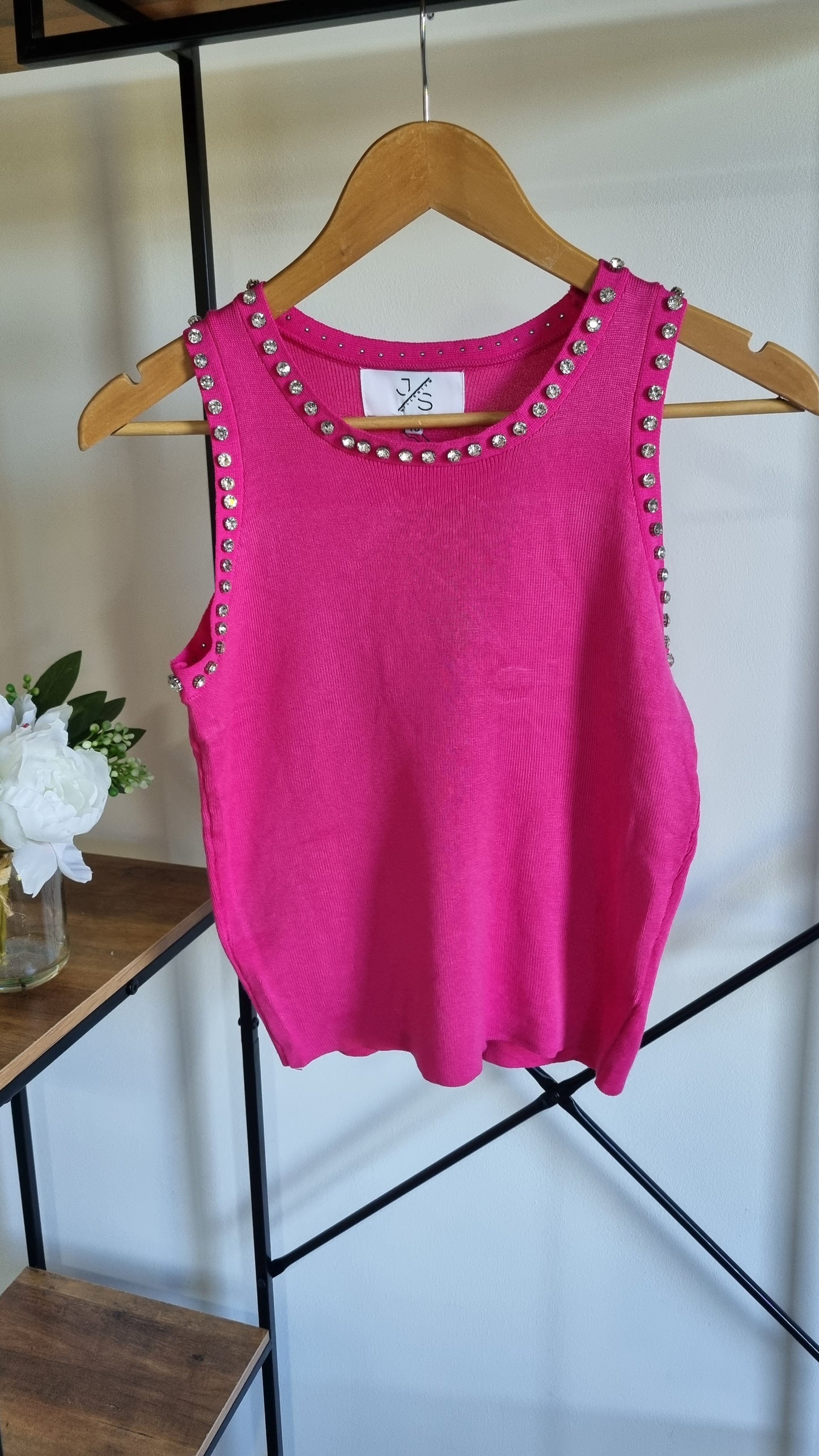 Jolie Diamante Tank Top Pink