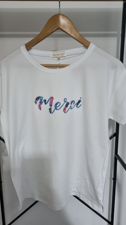 Bella Embroidered T-shirt White/Blue