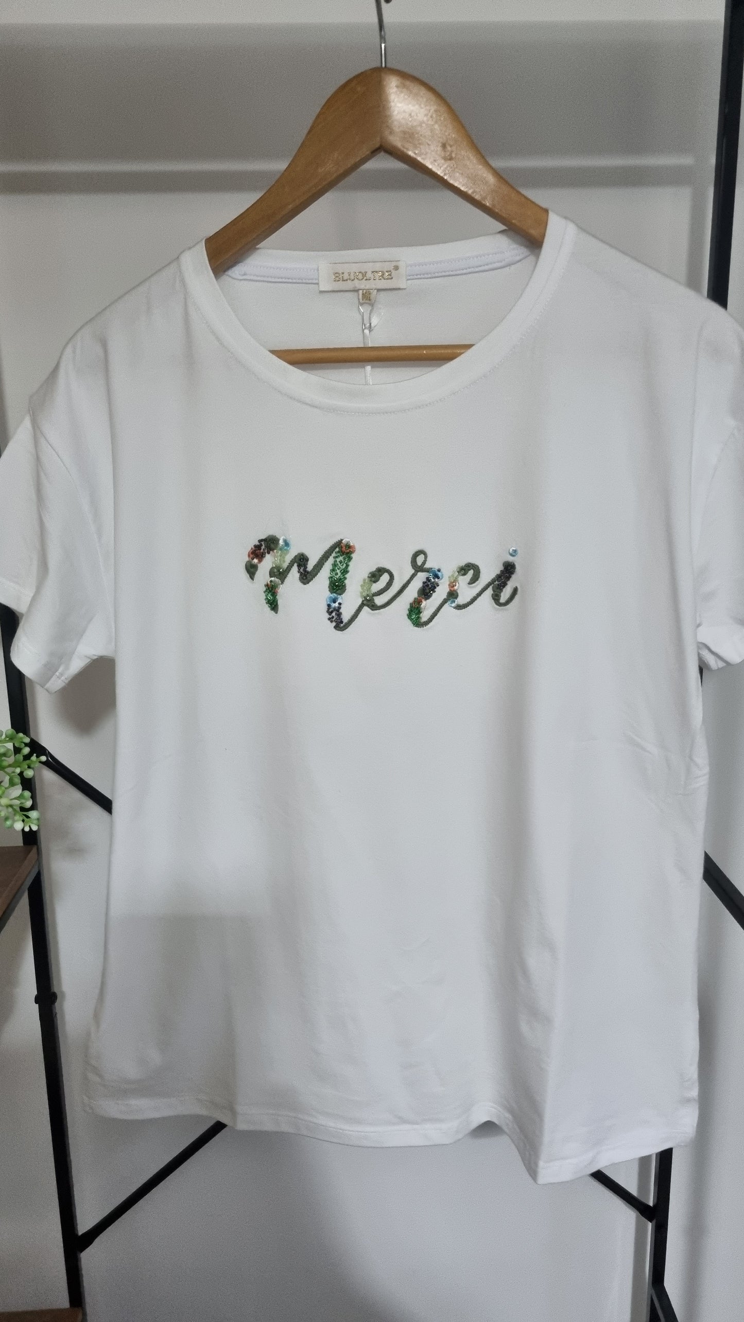 Bella Embroidered T-shirt White/Green