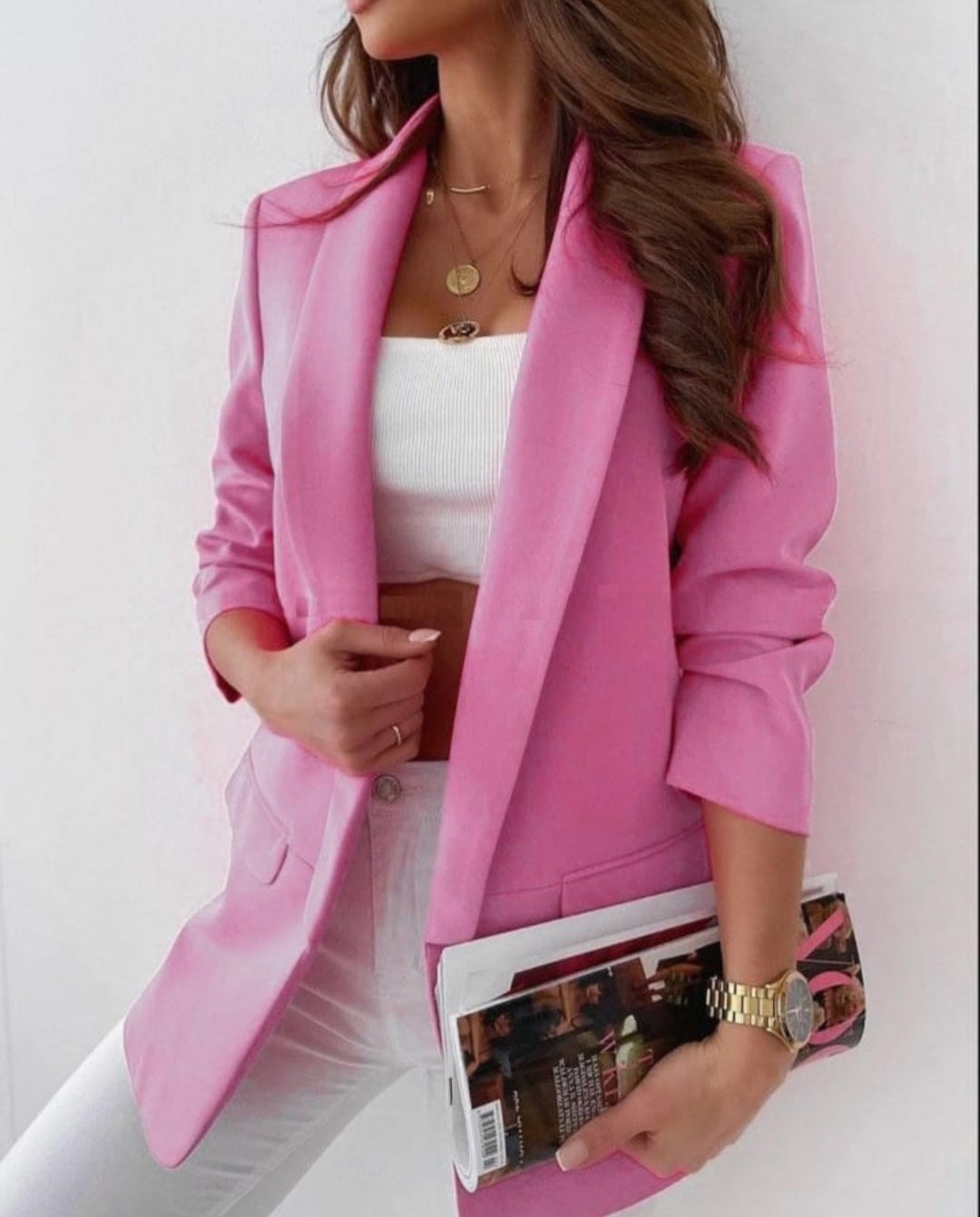 Carrie boyfriend style blazer in pink