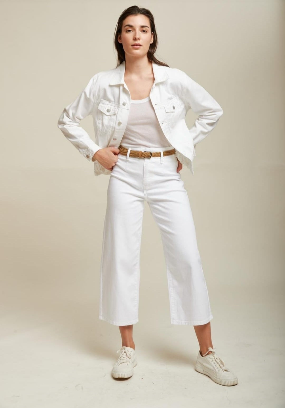 Molly High Waisted Wide Leg Cropped Jeans in White