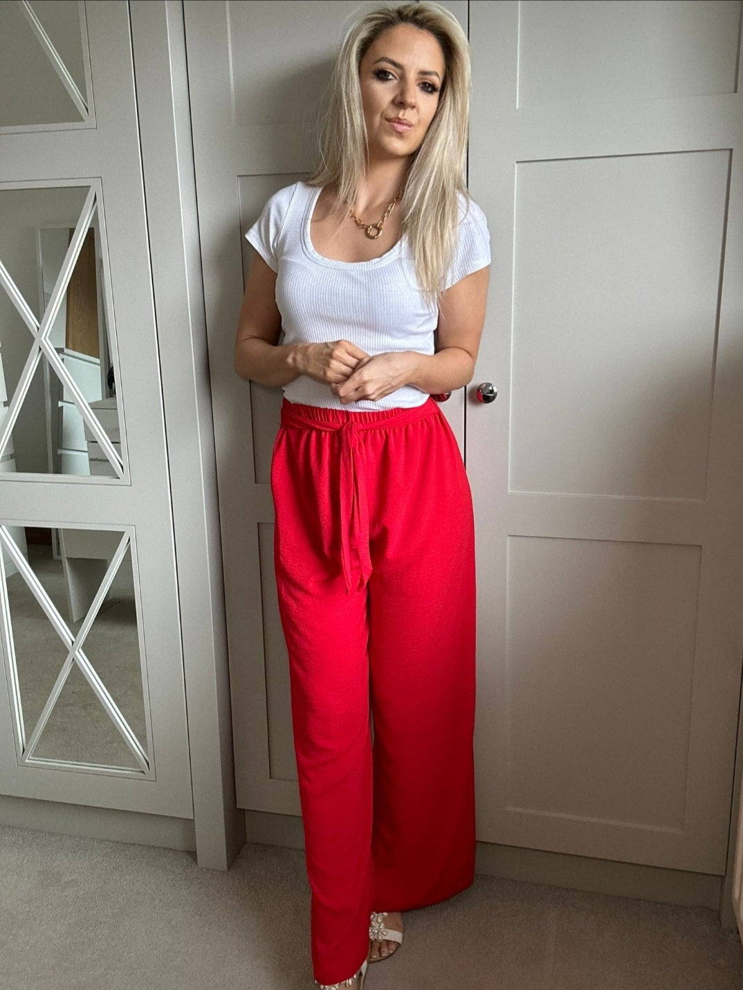 Sia Wide Leg Trousers Red