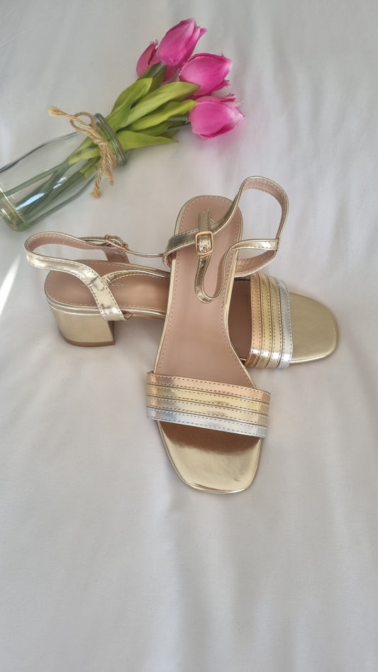 Suzy Block Heel Sandal Metallic Gold