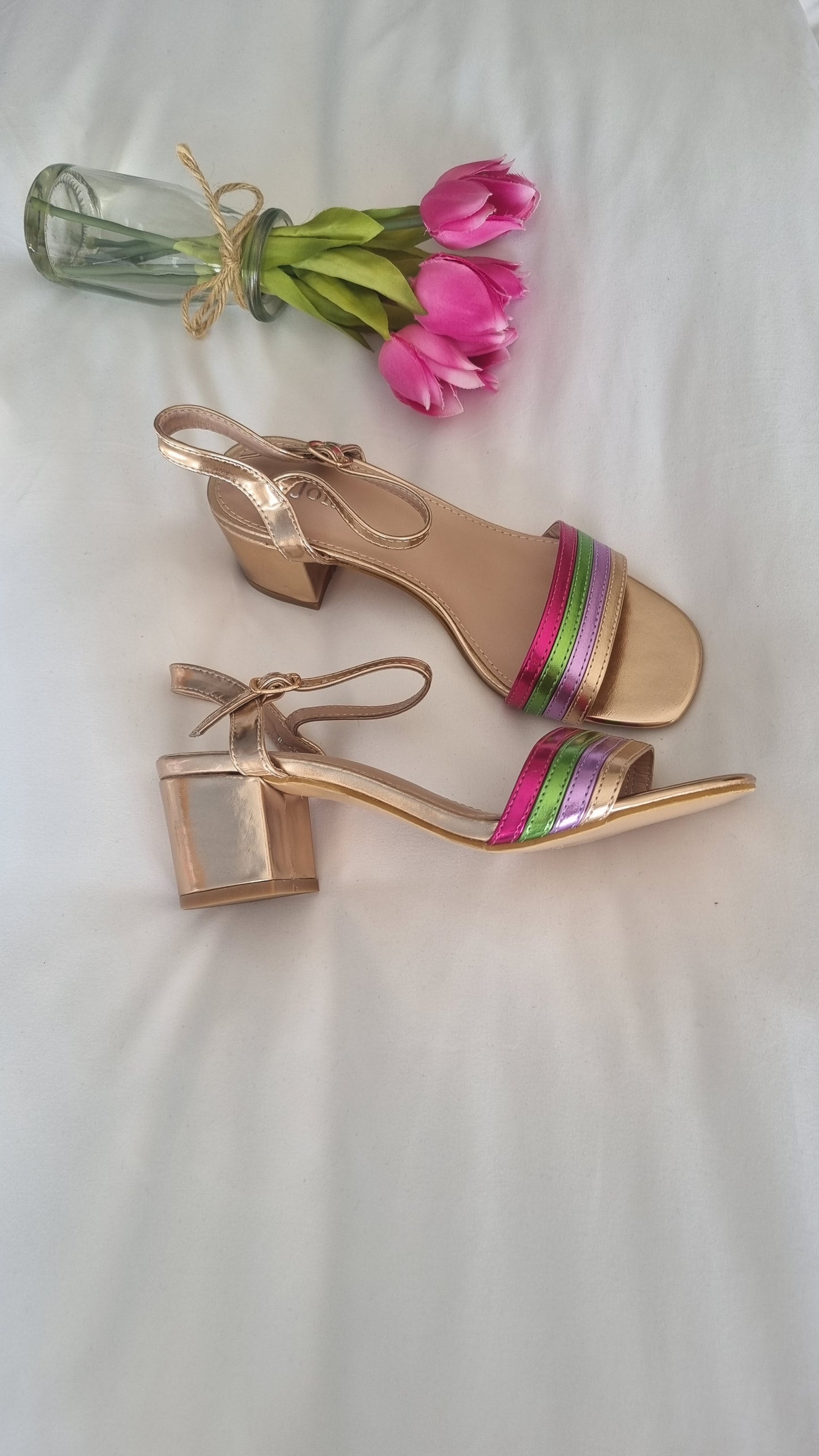 Suzy Block Heel Sandal Metallic Pink